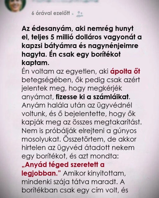 Anyam Csak Egy Boritekot Hagyott Ram Ami Benne Volt Mindent Megvaltoztatott